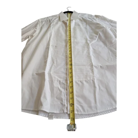 Eton White Tuxedo Shirt Horizontal Pleated Bib Front French Cuffs 43/17 NWOT
